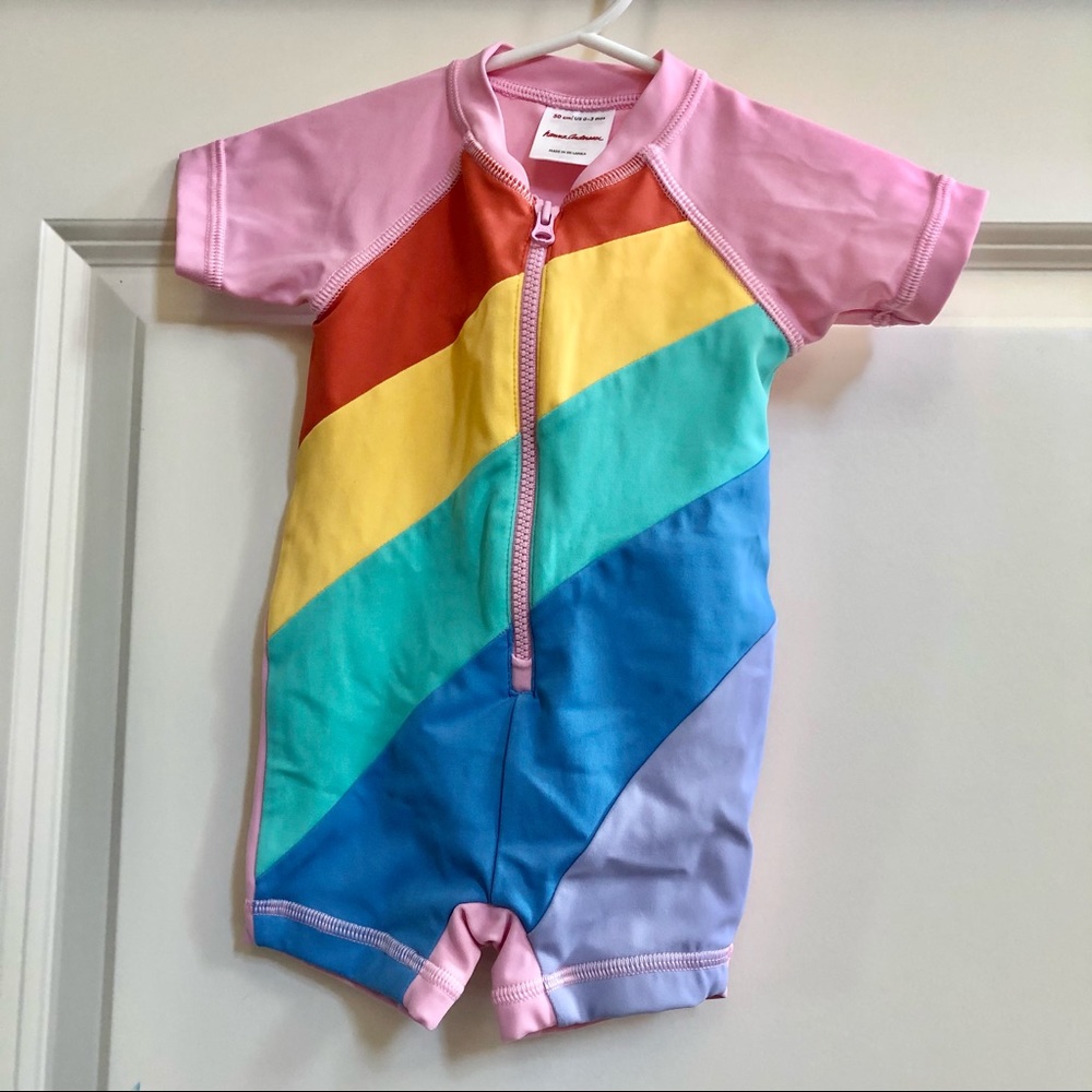 Hanna Andersson Rainbow 🌈 One-piece Zip up Rashguard Swimsuit 50cm (0-3 months)